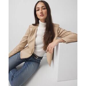 White House Black Market Faux Leather Seamed Motto Blazer Jacket, size 14